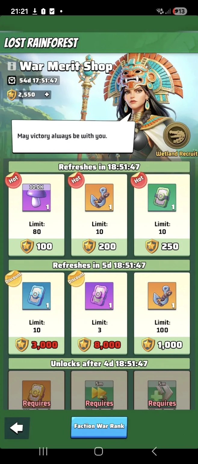 War Merit Shop — capture réelle